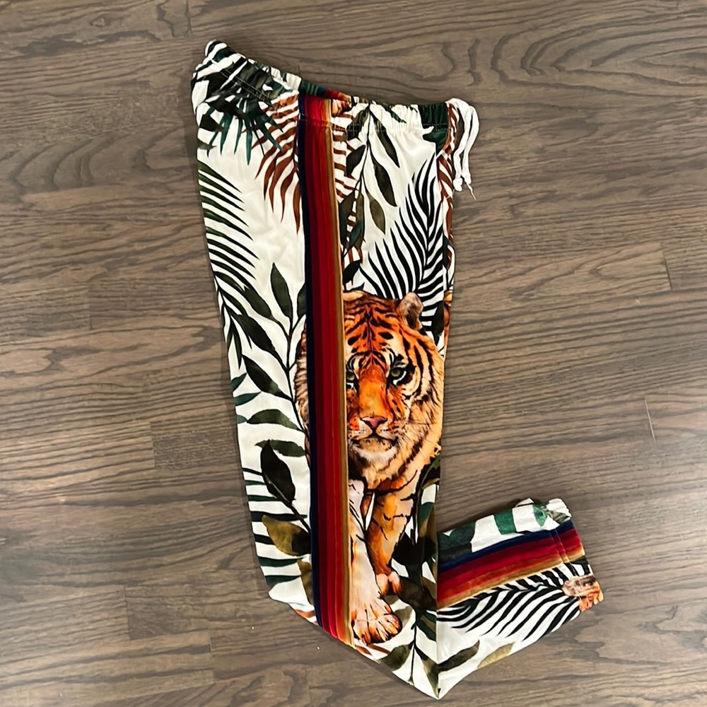 Aviator Nation Velvet Tiger Rainbow Stripe Sweatpants
